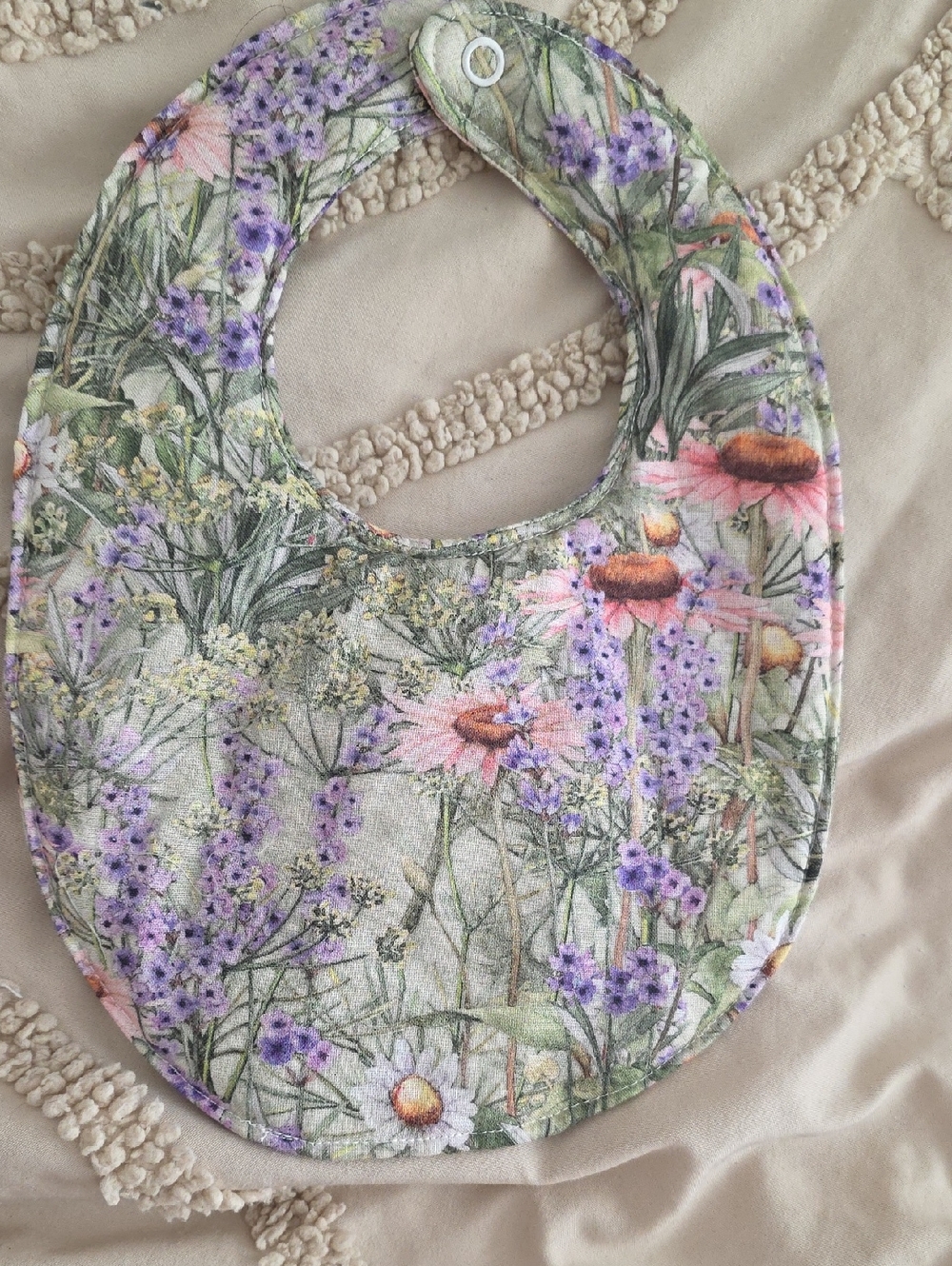 Floral Baby Bib in Lavender and Pink